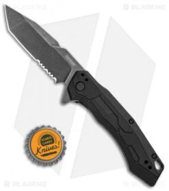 Kershaw Analyst Tanto Assisted Opening Knife Black FRN (3.25" BlackWash Serr) -Blade HQ Kershaw Analyst Tanto Assisted Opening Black FRN BlackWash Serr 2062ST BHQ 120528 jr bottlecap
