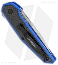 Kershaw Anso Fraxion Liner Lock Knife CF/Blue G-10 (2.75" Satin) 1160BLU -Blade HQ Kershaw Anso Fraxion LL CF Blue G 10 1160BLU BHQ 79684 jr side