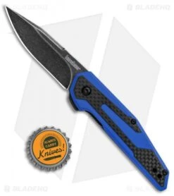 Kershaw Anso Fraxion Liner Lock Knife CF/Blue G-10 (2.75" Black SW) 1160BLUBW -Blade HQ Kershaw Anso Fraxion LL CF Blue G 10 Black SW 1160BLUBW BHQ 79685 jr bottlecap