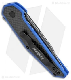 Kershaw Anso Fraxion Liner Lock Knife CF/Blue G-10 (2.75" Black SW) 1160BLUBW -Blade HQ Kershaw Anso Fraxion LL CF Blue G 10 Black SW 1160BLUBW BHQ 79685 jr side