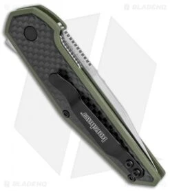 Kershaw Anso Fraxion Liner Lock Knife CF/OD Green G-10 (2.75" Satin) 1160OL -Blade HQ Kershaw Anso Fraxion LL CF Green G 10 1160OL BHQ 79686 jr side