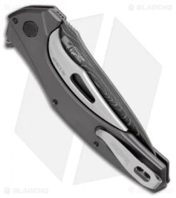 Kershaw Bareknuckle Sub Frame Lock Knife Gray Al (3.5" Damascus) 7777DAM -Blade HQ Kershaw Bareknuckle Sub FL Gray Al Damascus 7777DAM BHQ 103079 jr side