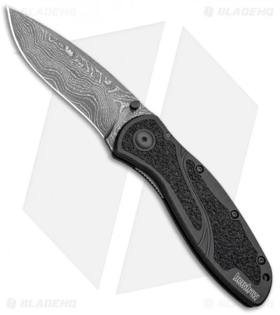 Kershaw Blur Assisted Opening Knife Black Aluminum (3.375" Damascus) 1670BLKDAM 3 Kershaw Blur Assisted Opening Knife Black Aluminum (3.375" Damascus) 1670BLKDAM