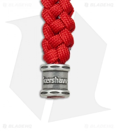 Kershaw Knives Tied Red Paracord Lanyard + Kershaw Bead 4 Kershaw Knives Tied Red Paracord Lanyard + Kershaw Bead - Image 2