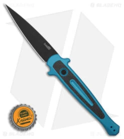Kershaw Launch 8 Stiletto Automatic Knife Teal/CF (3.5" Black) 7150TEALBLK -Blade HQ Kershaw Launch 8 stiletto AK Teal CF 3in Black BHQ 177022 td size