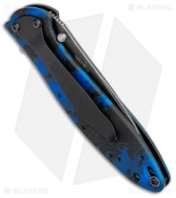Kershaw Leek Spring Assisted Knife A/O Digital Blue (3" Black SW) 1660DBLU 8 Kershaw Leek Spring Assisted Knife A/O Digital Blue (3" Black SW) 1660DBLU -Blade HQ Kershaw Leek A O Digital Blue Blackwash KS1660DBLU BHQ 102811 jr side