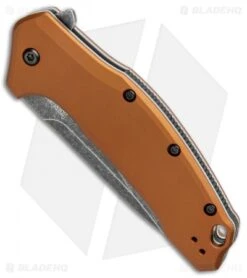 Kershaw Link Drop Point Knife Flat Dark Earth Aluminum (3.25" BlackWash) 8 Kershaw Link Drop Point Knife Flat Dark Earth Aluminum (3.25" BlackWash) -Blade HQ Kershaw Link Assisted SW Plain FDE Handle 1776BRZBW BHQ 85193 jr side