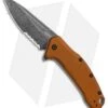 Kershaw Link Drop Point Knife Flat Dark Earth Aluminum (3.25" BlackWash Serr) -Blade HQ Kershaw Link Assisted SW Plain FDE Handle Serr 1776BRZBWST BHQ 85191 jr