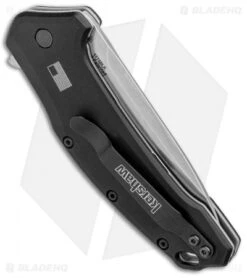 Kershaw Link Drop Point Knife Black (3.25" M390 Stonewash) 1776BLK -Blade HQ Kershaw Link DP Black SW 1776BLK BHQ 75307 jr side 2