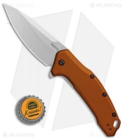 Kershaw Link Drop Point Knife Flat Dark Earth Aluminum (3.25" Stonewash) -Blade HQ Kershaw Link Drop Flat Dark Earth Aluminum SW BHQ 85194 er bottlecap