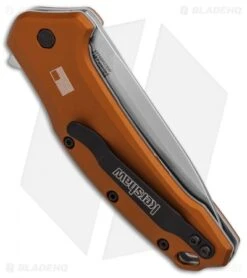 Kershaw Link Drop Point Knife Flat Dark Earth Aluminum (3.25" Stonewash Serr) 7 Kershaw Link Drop Point Knife Flat Dark Earth Aluminum (3.25" Stonewash Serr) -Blade HQ Kershaw Link Drop Point Flat Dark Earth Aluminum SW Serr BHQ 85192 er side