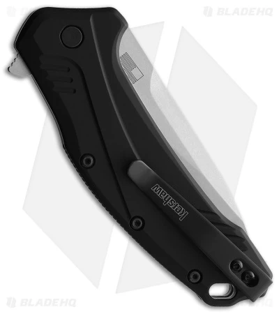 Kershaw Link Drop Point Flipper Knife Black Aluminum (3.25" Stonewash 20CV) 4 Kershaw Link Drop Point Flipper Knife Black Aluminum (3.25" Stonewash 20CV) - Image 2