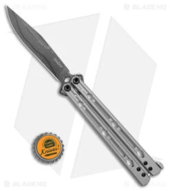 Kershaw Lucha Balisong Butterfly Knife Gray Stainless (4.5" Damascus) 5150DAM -Blade HQ Kershaw Lucha Balisong Gray Damascus BHQ 117076 jr bottlecap