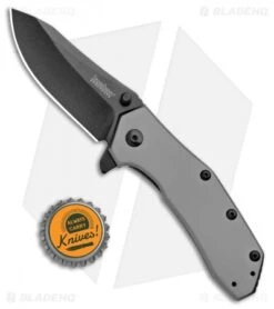 Kershaw Median Bead Blast A/O Frame Lock Knife Stainless Steel (3" Black) -Blade HQ Kershaw Median BB A O FL SS Black KS1551TI BHQ 100764 jr bottlecap
