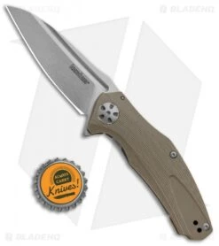Kershaw Natrix Sub-Frame Lock Knife Tan G-10 (3.25" Stonewash) 7007TAN -Blade HQ Kershaw Natrix Sub FL Tan G 10 SW KS7007TAN BHQ 88101 jr bottlecap
