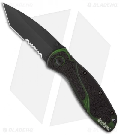 Kershaw Blur Tanto Assisted Opening Knife Green (3.375" Black Serr) 1670BGTST 3 Kershaw Blur Tanto Assisted Opening Knife Green (3.375" Black Serr) 1670BGTST