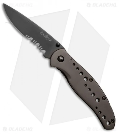 Kershaw Vapor II Frame Lock Knife Black SS (3.5" Black Serr) 3 Kershaw Vapor II Frame Lock Knife Black SS (3.5" Black Serr)
