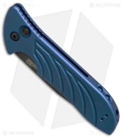 Kershaw Emerson Launch 5 Automatic Knife Blue Aluminum (3.4" Black) 7600BLUBLK -Blade HQ kershaw emerson launch 5 blue ker7600blublk BHQ 37457 er spine