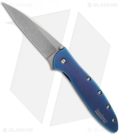 Kershaw Leek Assisted Opening Knife Blue (3" Stonewash) 1660SWBLUE 3 Kershaw Leek Assisted Opening Knife Blue (3" Stonewash) 1660SWBLUE