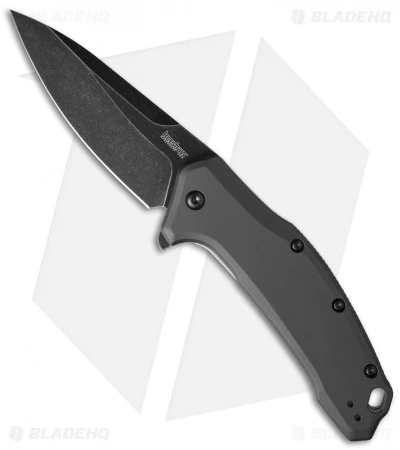 Kershaw Link Drop Point Knife Gray Aluminum (3.25" BlackWash) 1776GRYBW 3 Kershaw Link Drop Point Knife Gray Aluminum (3.25" BlackWash) 1776GRYBW